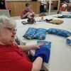 Shelley stuffing pillows for Arkansas Children's Hospital